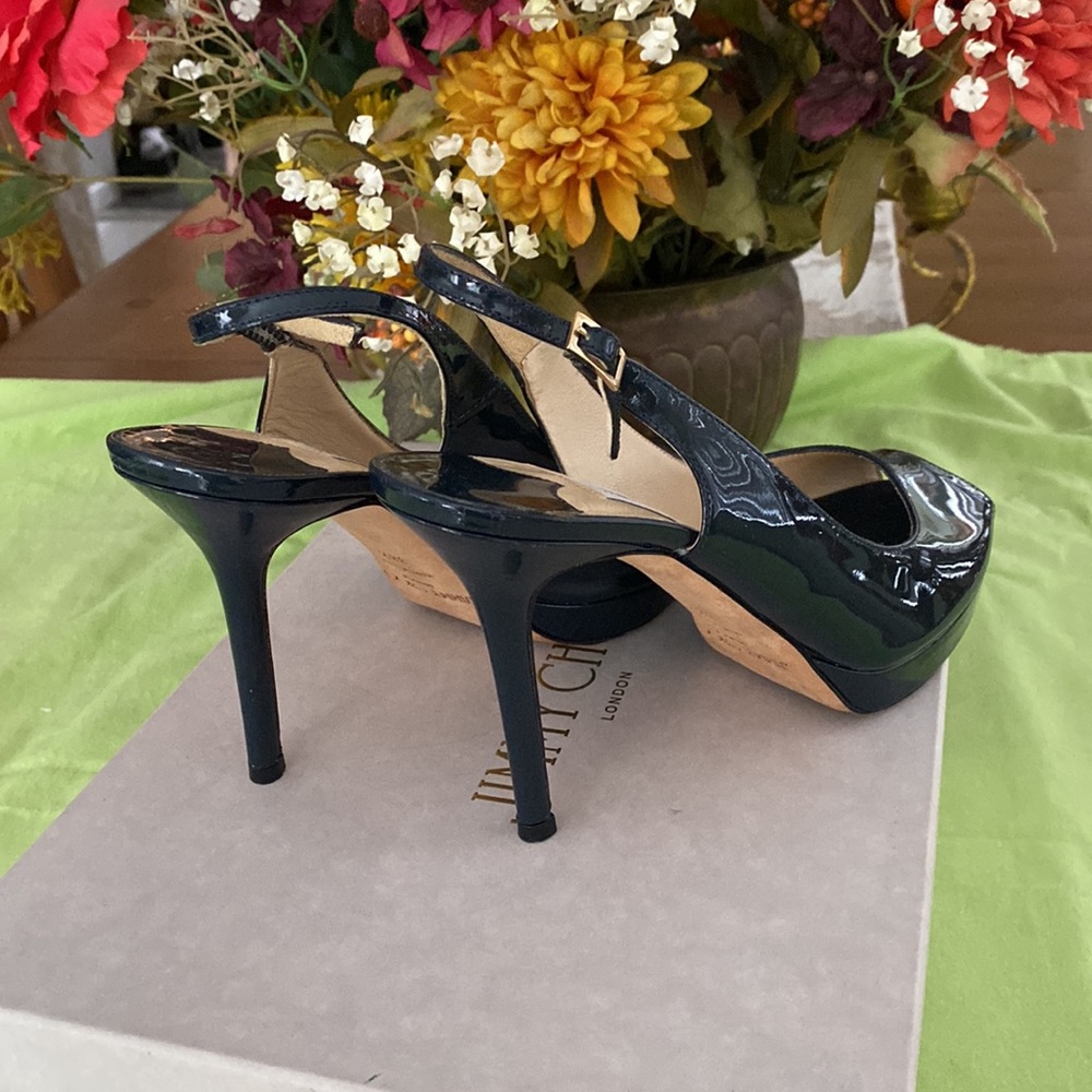 JIMMY CHOO sling stilettos nova dark blue made in Italy. - Picture 7 of 16